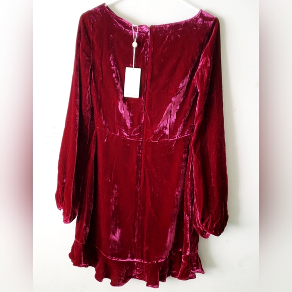 For Love And Lemons Raspberry Velvet Mini Dress | SMALL - Picture 4 of 9